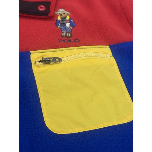 Polo Ralph Lauren Men 2XL Mockneck Color-Blocked Cowboy Polo Bear Fleece Preppy - Picture 6 of 11
